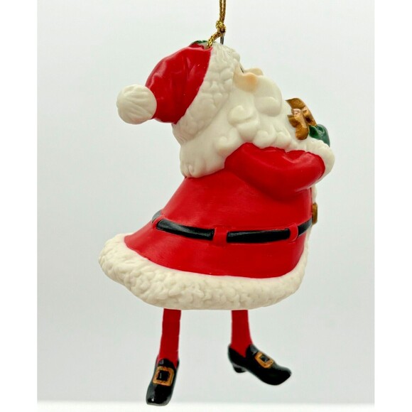 Home Interiors Santa Claus Bell Ornaments Ceramic Dangling Feet Original Box - Picture 11 of 16